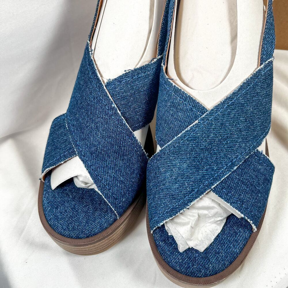 LUCKY BRAND Delmie Denim Platform Slingback Sandals Size 9.5 - Picture 7 of 10